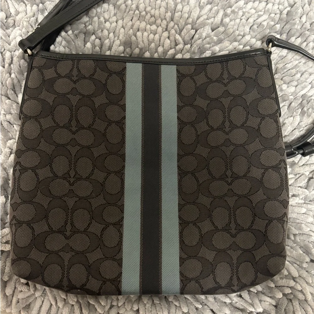 Coach Signature Black and Gray Crossbody Bag - Picture 3 of 5
